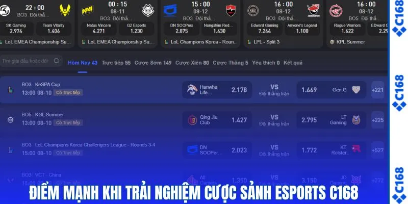 Ưu điểm lớn khi trải nghiệm thể thao điện tử tại C168